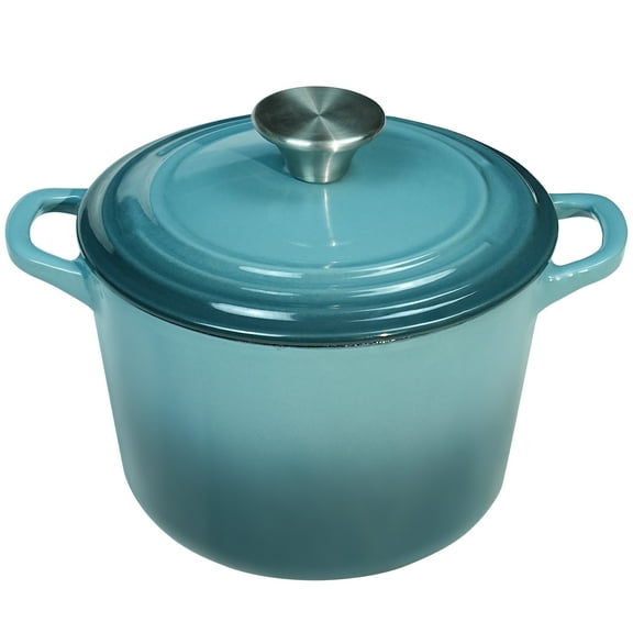 Flavehc Dutch Oven Pot with Lid 2.8 qt Cast Iron Dutch Oven for Bread Baking Slateblue Enameled Cast Iron Rice Pot with Handels