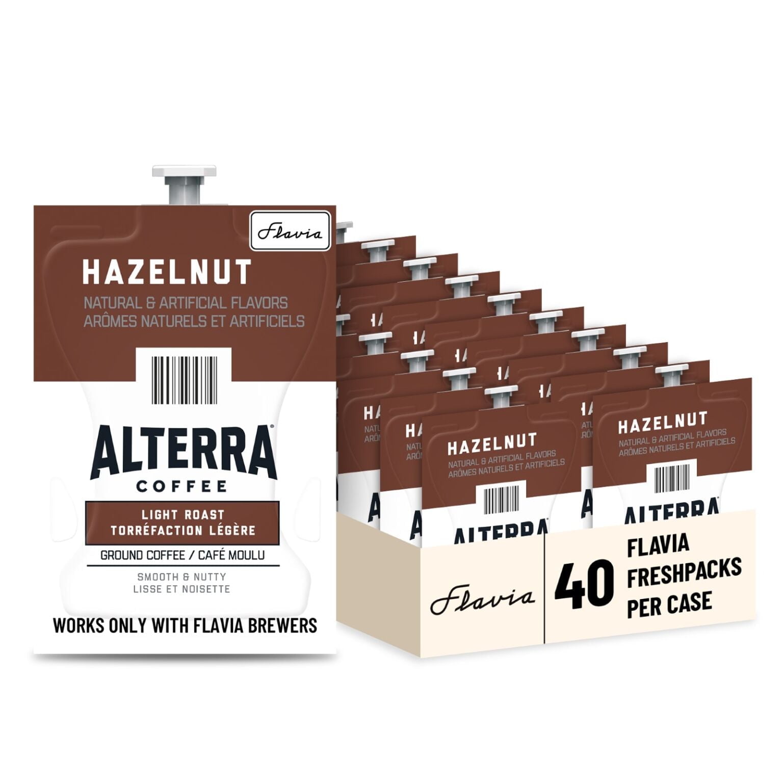 Flavia Alterra Hazelnut Coffee Freshpacks works only with Flavia Brewers, Light Roast (Case of 40)