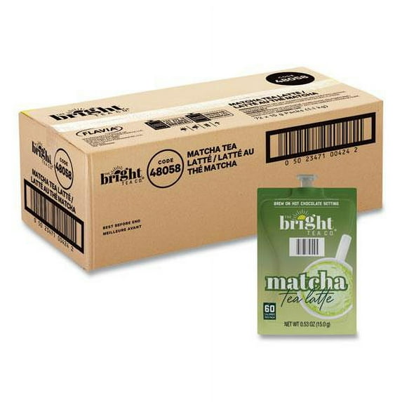Flavia Bright Tea Co. Matcha Latte Freshpack, Matcha Tea Latte, 0.53 oz Pouch, 72/Carton
