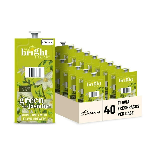 Flavia Bright Tea Co. Green Tea With Jasmine Freshpacks works only with Flavia Brewers (Case of 40)