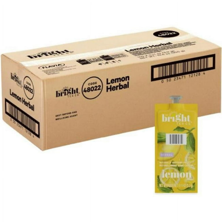 The Bright Tea Co. Lemon Herbal Tea Freshpack, Lemon, 0.11 oz Pouch, 100/Carton The Bright Tea Co. Lemon Herbal Tea Freshpack, Lemon, 0.11 oz Pouch, 100/Carton