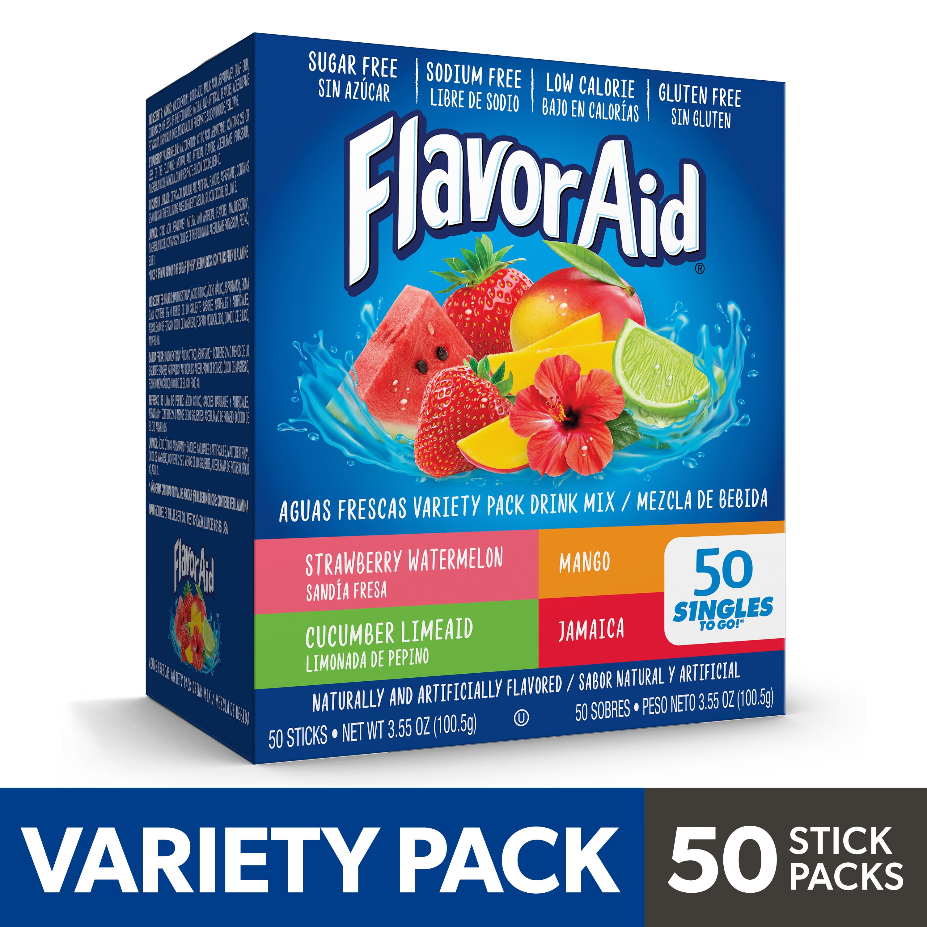 Flavor Aid, Aguas Frescas Singles To Go Powdered Drink Mix, 50