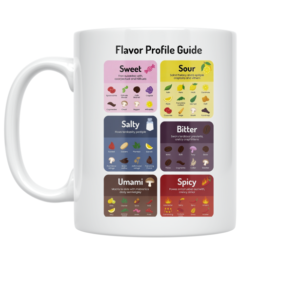 Flavor Profile Guide Chart - Cooking Enthusiast - 11 oz Ceramic Coffee Mug