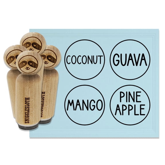 Flavor Scent Labels Guava Pineapple Coconut Mango Rubber Stamp Set for Scrapbooking Crafting Stamping - Mini 1/2 Inch