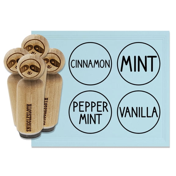 Flavor Scent Labels Vanilla Cinnamon Mint Peppermint Rubber Stamp Set for Scrapbooking Crafting Stamping - Mini 1/2 Inch