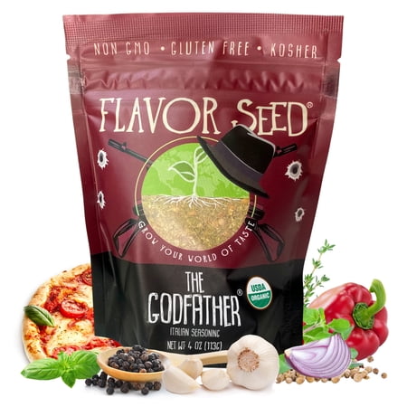Flavor Seed Godfather Organic Italian Seasoning for Pasta Salad, Tomato Sauces, Pizza Toppings & Salad, Mediterranean Herbs & Spices, 4 oz Pouch