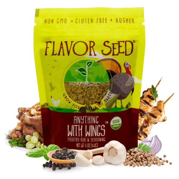 Organic Poultry Seasoning, Anything With Wings by Flavor Seed, Carnivore & Keto Friendly Gourmet Dry Rub for Chicken Wings, Quail, Duck | No Sugar, No Preservatives, USDA Certified Organic,  5oz