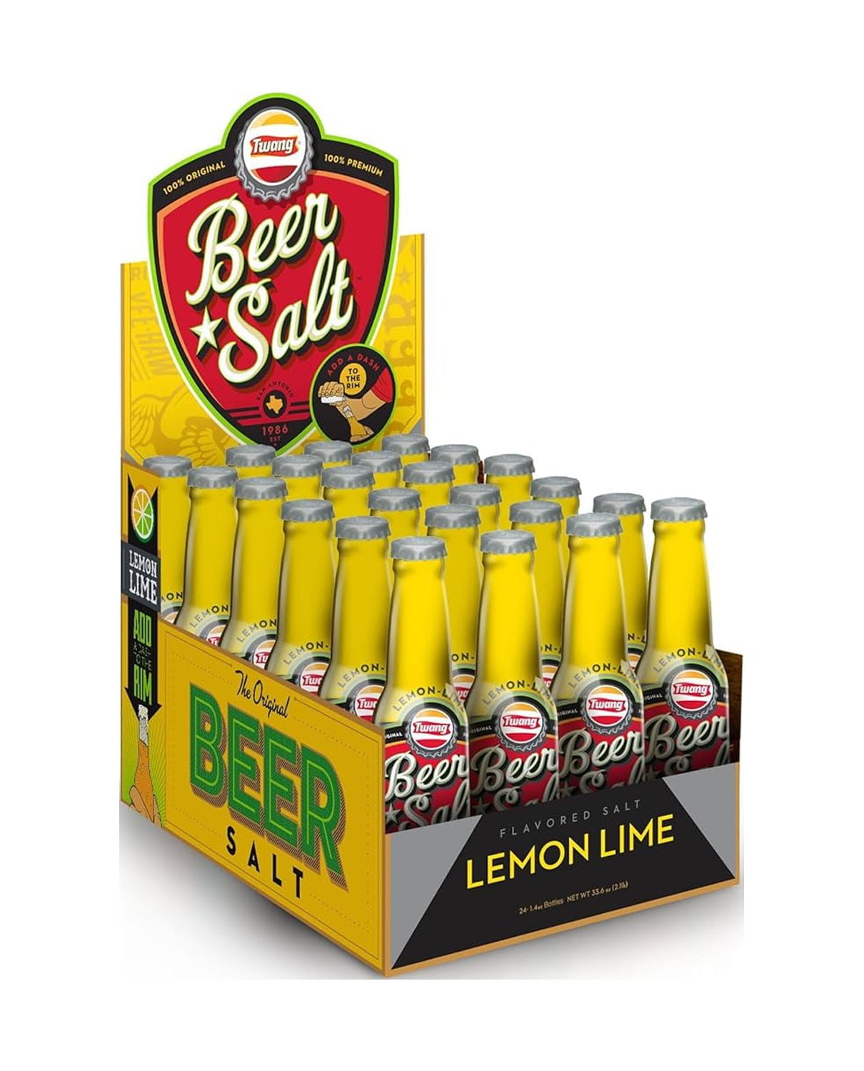 Flavored Beer Salt, LemonLime, 1.4 Ounce Mini Bottles (24 Count
