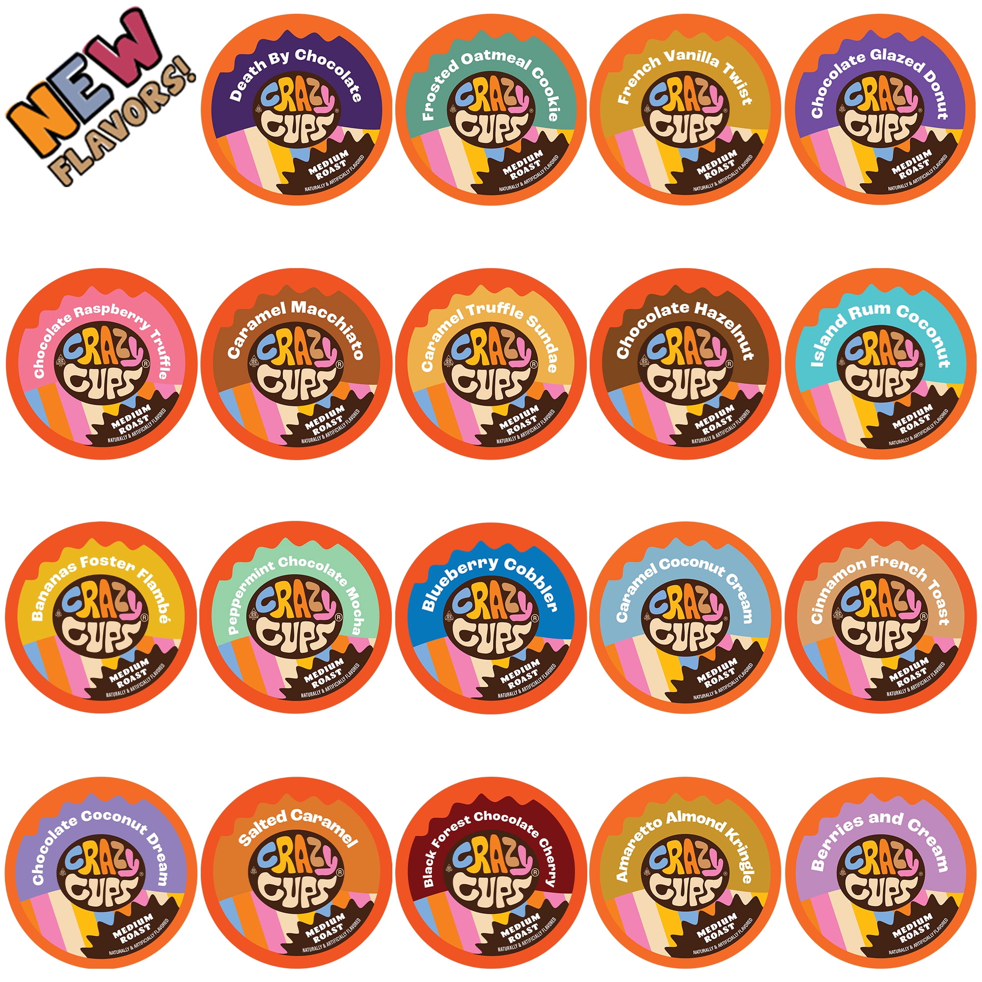 Crazy Cups Flavored Coffee Pods, Variety Pack, 20-Count, Keurig