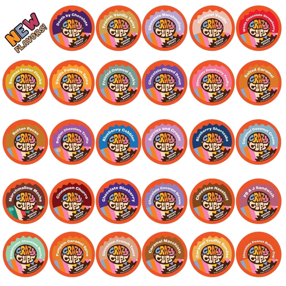 Walmart Coupons of Walmart Black Friday Deals 2025 - Crazy Cups Flavored Coffee Pods, Variety Pack Sampler, 30 Count, Keurig Compatible