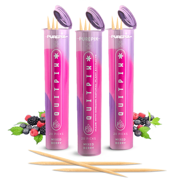 Extra-Thick Flavored Toothpicks – Mixed Berry | Sugar-Free, Calorie-Free, Vegan | 3 Pack
