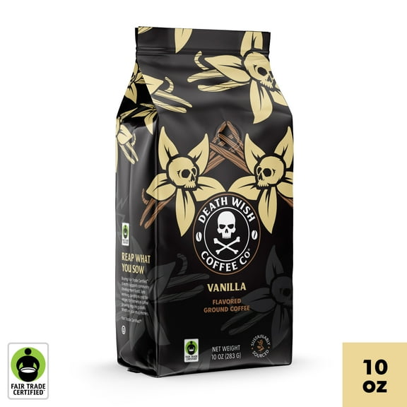 Death Wish Coffee, Fair Trade, Vanilla Flavored, Ground Coffee, 10 oz