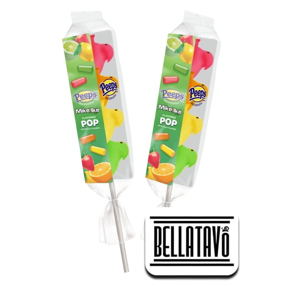 Flavored Marshmallows Easter Lollipop Bundle. Includes Two 1.38 Oz. Peeps Marshmallow Candy Chick Pop in Mike and Ike Flavors Plus a BELLATAVO Fridge Magnet. Fun and Colorful Easter Peeps Candy!