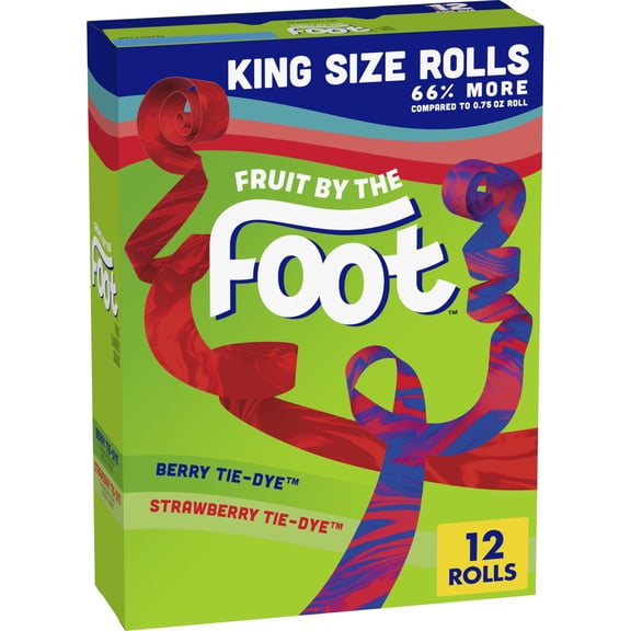 Flavored Snacks Berry And Strawberry Tie-Dye 12 King Size Rolls Fruit By The Foot 15 Oz