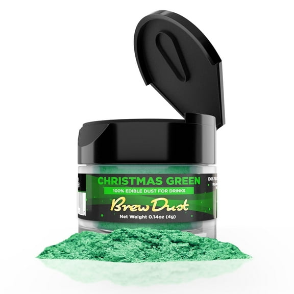 Brew Dust - Christmas Green Edible Drink Powder - Silky Swirl, Beverage Safe, 4g Jar