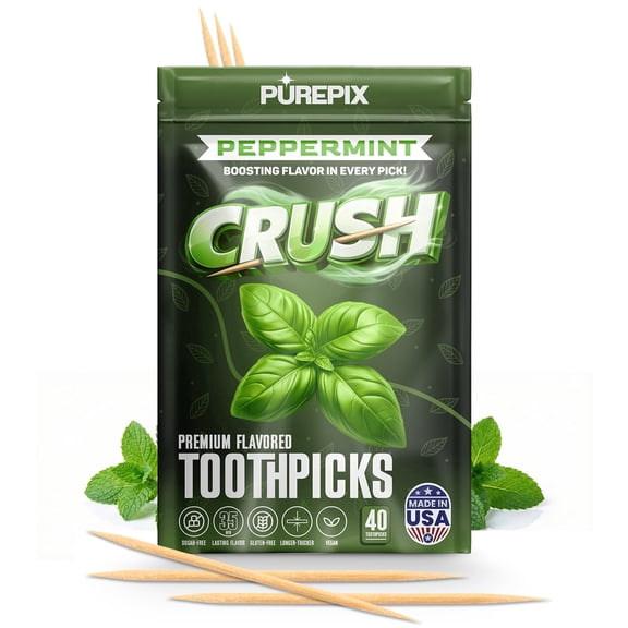 Flavored Toothpicks – Peppermint Zen | Non-GMO, Kosher, Vegan, Sugar-Free Toothpicks for Everyday Use | 3 Pack