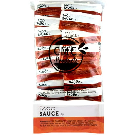 Flavorsmith Taco Sauce Packets 50 Count (9g Each) in Resealable Slide Seal Bag Packaged by CMC Products