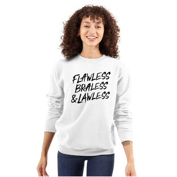 Flawless Braless Lawless Attitude Women Plus Size Crewneck Sweatshirt Brisco Brands 5X