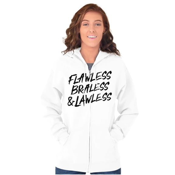 Flawless Braless Lawless Attitude Zip Hoodie Sweatshirt Women Brisco Brands L