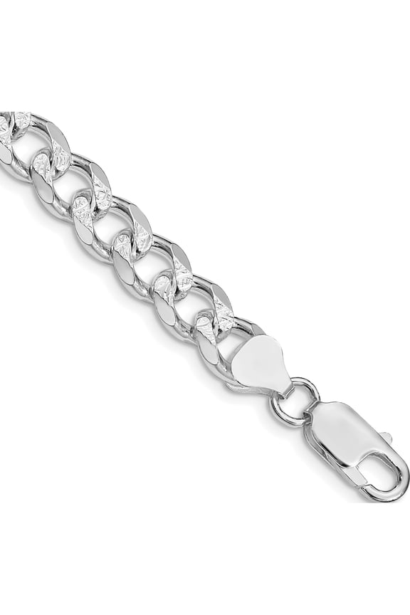Flawless Captivating Exquisite Sterling Silver Rhodium-plated 8.3mm Pav? Curb Chain Unique Statement Refined