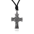 thumbnail image 1 of Flawless Celtic Cross Silver Pewter Charm Necklace Pendant Jewelry With Cotton Cord, 1 of 1