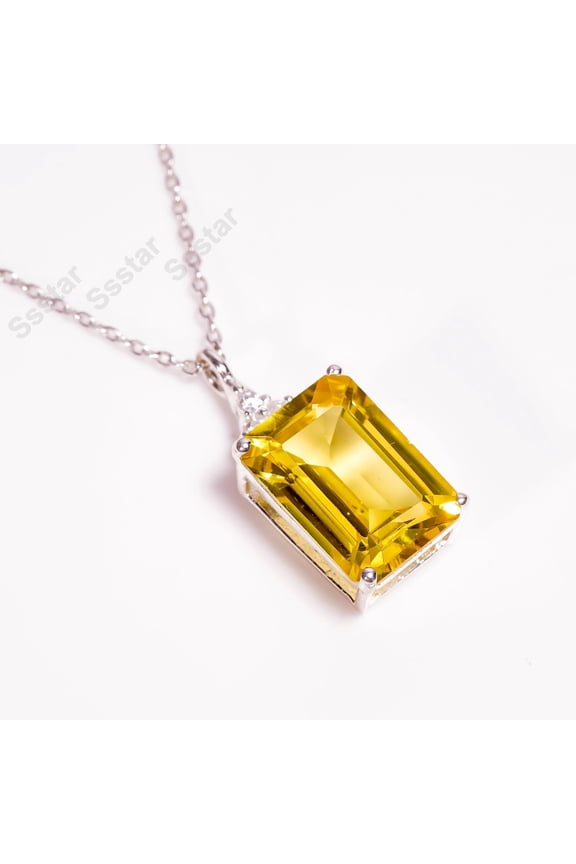 Flawless Ceylon Yellow Sapphire Pendant Natural Sapphire Necklace Radiant Gemstone Necklace September Birthstone Jewelry Christmas Jewelry
