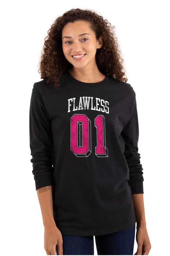 Flawless Cute Athletic Sporty Jersey Women Plus Size Long Sleeve Graphic Tee Brisco Brands 2X
