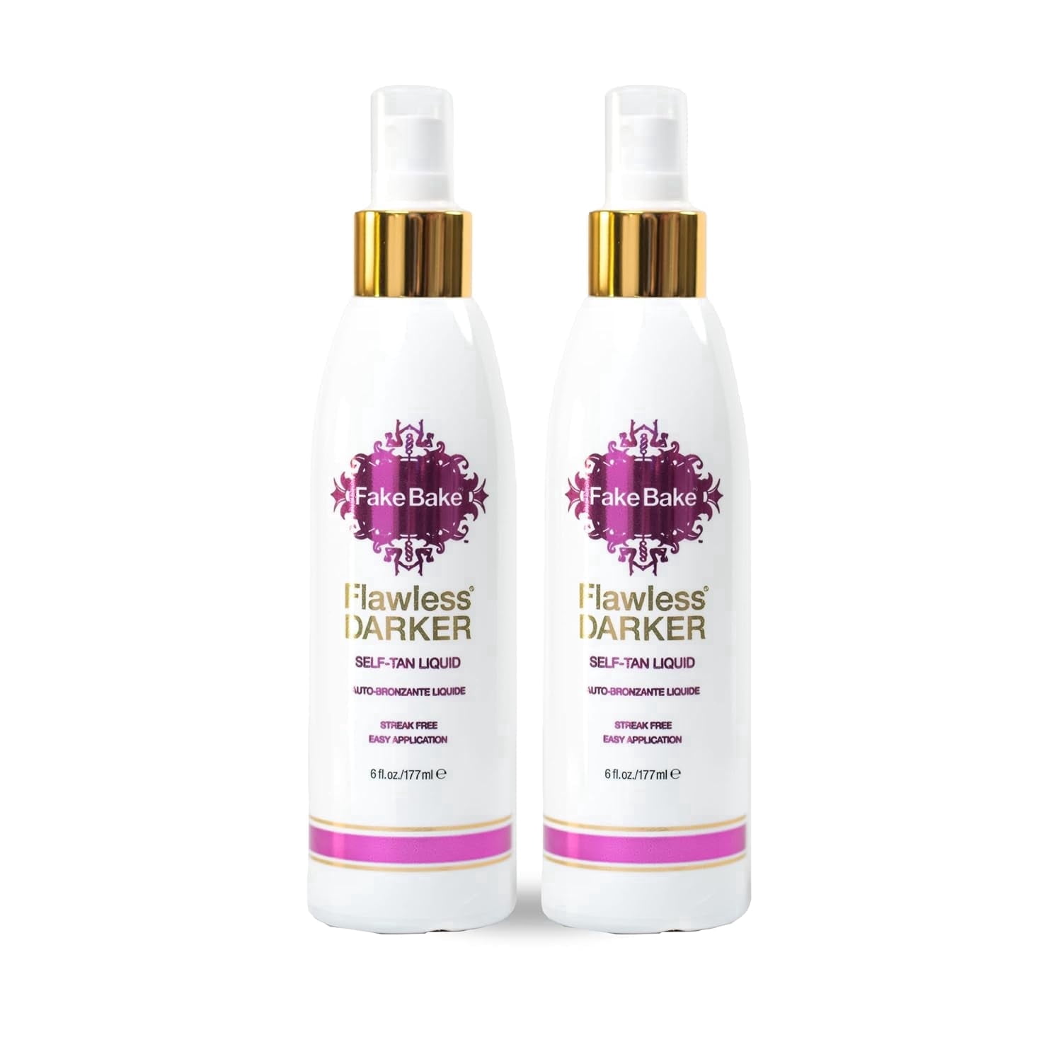 Self-Tanning Liquid Flawless Darker by Fake Bake | Luxurious and Fast-Drying Solution that Delivers the Beautiful Streak-Free Darkest Tan in the Range | Black Coconut Scent | 6 fl oz (Pack of 2)