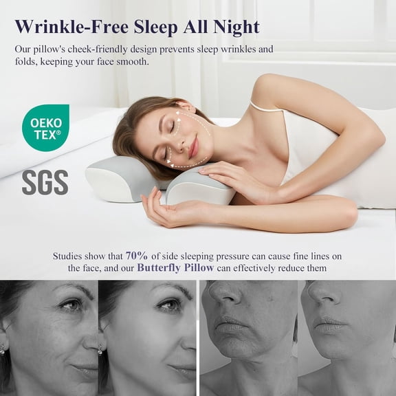 Flawless Face Beauty Pillow,Anti Aging&Anti Wrinkle Face Pillow,Memory Foam for Neck Pain Relief,Ergonomic Cervical Support for Side Sleepers, Certified Skin-Friendly & Machine Washable