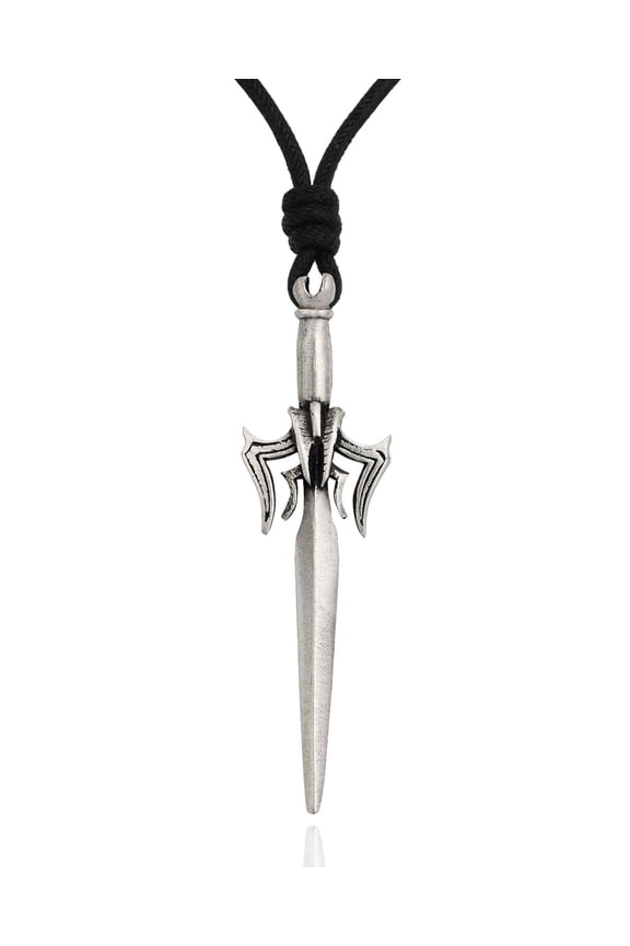 Flawless Handmade Sword Silver Pewter Charm Necklace Pendant Jewelry With Cotton Cord