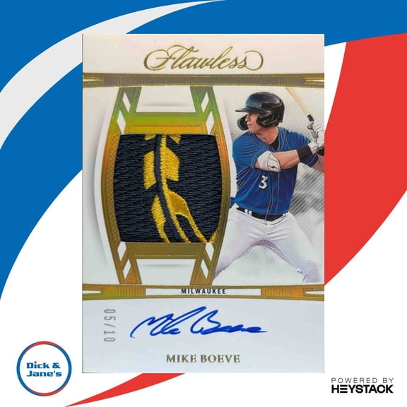 Panini Flawless Mike Boeve DPA-MB Draft Patch Autographs Gold Milwaukee Brewers Baseball Card