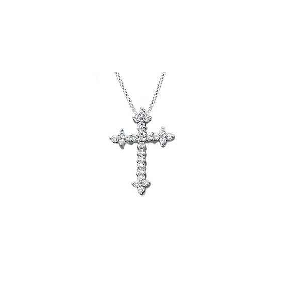 AFFY Flawless Natural Diamond Gothic Cross Pendant in 14K Solid White Gold (1/4 cttw)