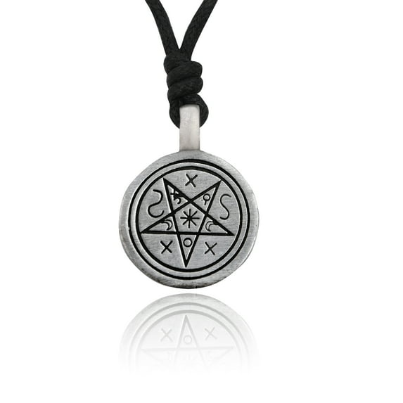 Flawless Pentagram 5 Pointed Star Silver Pewter Charm Necklace Pendant Jewelry With Cotton Cord
