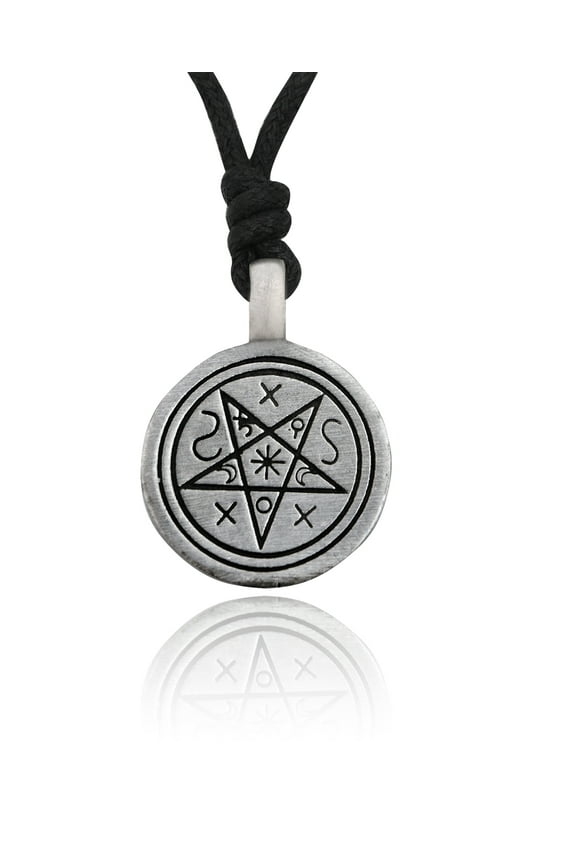 Flawless Pentagram 5 Pointed Star Silver Pewter Charm Necklace Pendant Jewelry With Cotton Cord
