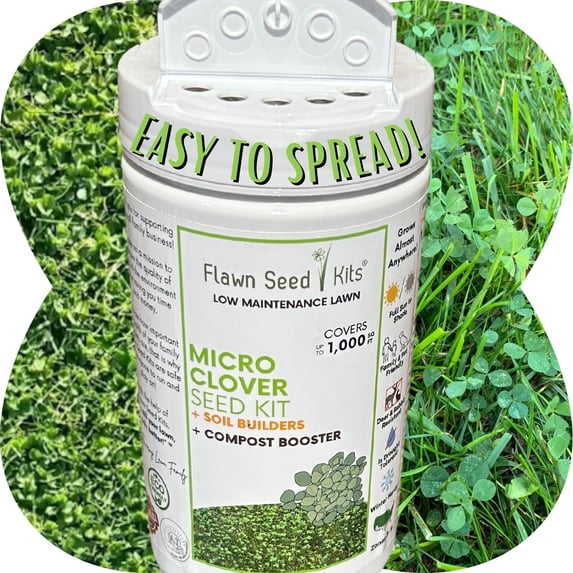Flawn Seed Kits Micro Clover Seed, Shaker, Low Grow Perennial Ground Cover, USDA Zones 3-9, Covers up to 1,000 Sqft