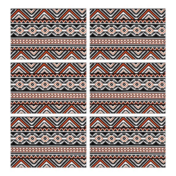 Flax Boho Rustic Tribal Style Placemats Set of 6, 12x18 Inch Artistic Vintage Table Mats, Washable Ethnic Decor for Farmhouse Dining Table and Nordic Kitchen Space
