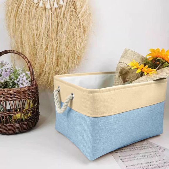 Flax Fabric Storage With Handles For Home Organization Wardrobe Cabinet Shelves And Bathroom