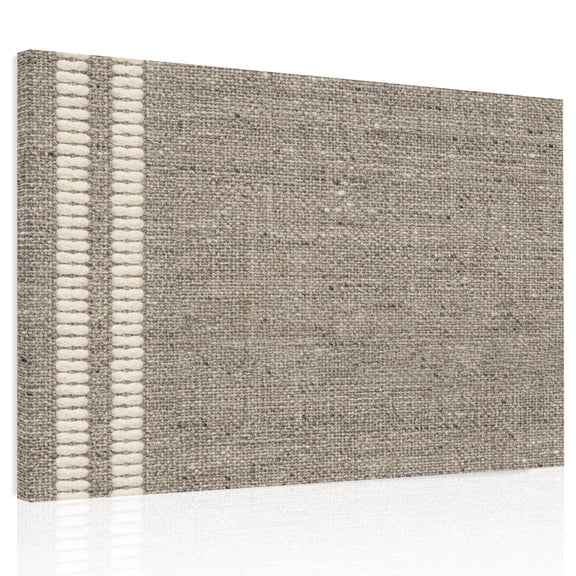 Flax Gray Canvas Print Wall Art, Oatmeal Beige Woven Fabric Texture Rustic Farmhouse Wall Decor Framed Artwork Paintings Pictures for Living Room Bedroom Stretched Ready to Hang, 24" x 32"