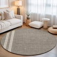 thumbnail image 1 of Flax Gray Round Living Room Rugs 6 ft, Oatmeal Beige Woven Fabric Texture Rustic Farmhouse Washable Area Rug with Non-Slip Sturdy Edge Binding Round Carpet for Kitchen Office Bedroom, 1 of 9