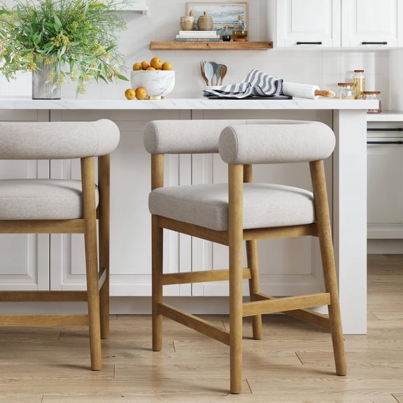 Flax/Light Brown Nathan James Gracie Modern Counter Height Bar Stool