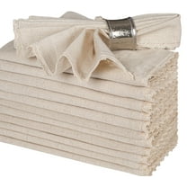 Bedding Craft Natural Linen Flax Cotton Cloth Dinner Napkins – Linen Fabric Napkins with Lace Trim and Mitered Corners – Set of 12, 18"x18"