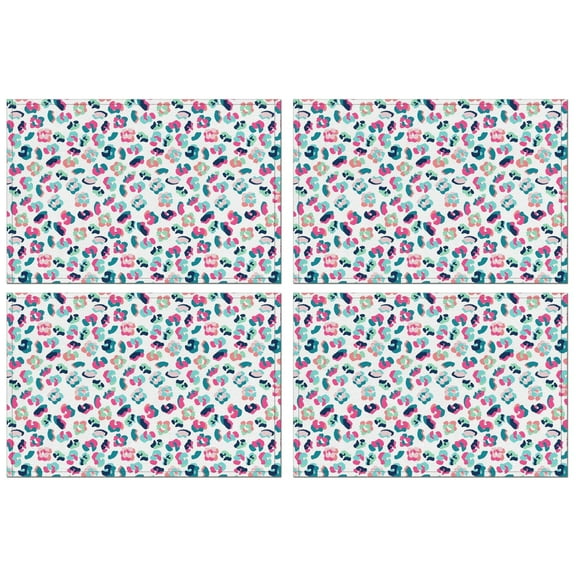 Flax Linen Leopard Placemats Set of 4, Machine Washable Wrinkle Free and Heat Resistant with Romantic Cheetah Design for Aesthetic Dining and Tropical Table Decor