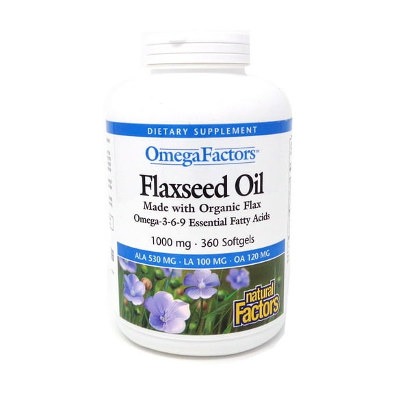 Natural Factors Omega Factors, Flaxseed Oil, Supports Overall Health with Omega-3, 6 and 9 Fatty Acids, 360 Softgels