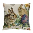 thumbnail image 1 of Flax Throw Pillow Cover Watercolor Easter Pattern Rabbit and Chick Holiday Bunny Bird  Pillowcase Home Decor Square Cotton Linen Pillow Case Cushion Cover, 1 of 5