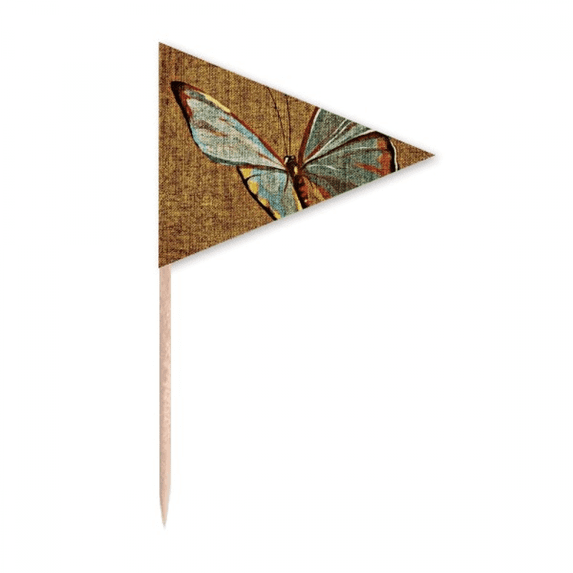 Flax butterfly tradition design embroidery Toothpick Triangle Cupcake Toppers Flag