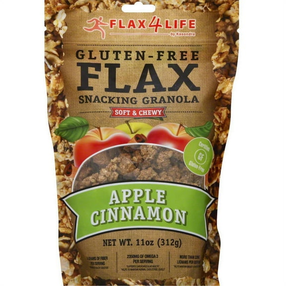Flax4Life Gluten Free Flax Apple Cinnamon Snacking Granola, 11 oz, (Pack of 6)