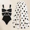 thumbnail image 1 of Flaxmaker Women One Piece Bow Cutout Black and White Two Piece Bathing Suit Swimwear, 1 of 1