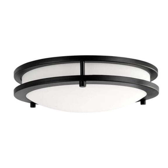 Open Box Flaxmere 12 in. Matte Black Dimmable Integrated LED Flush Mount Ceiling Light with Frosted White Glass Shade
