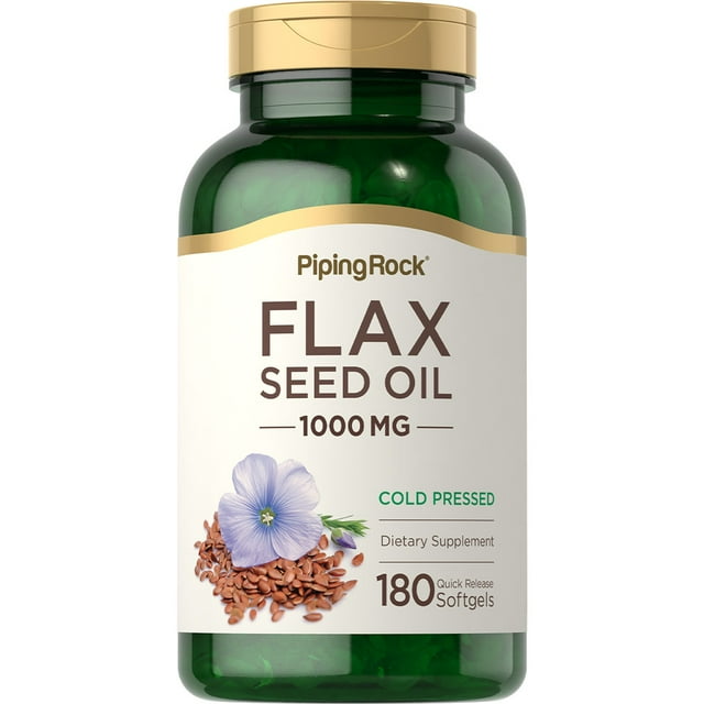 Flaxseed Oil 1000mg Softgels 180 Softgel Capsules NonGMO, Gluten