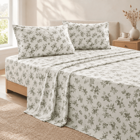 - Flbed Sheets 4-piece Sheet Set Shabby Chic Botanical Coquettetagecore ...